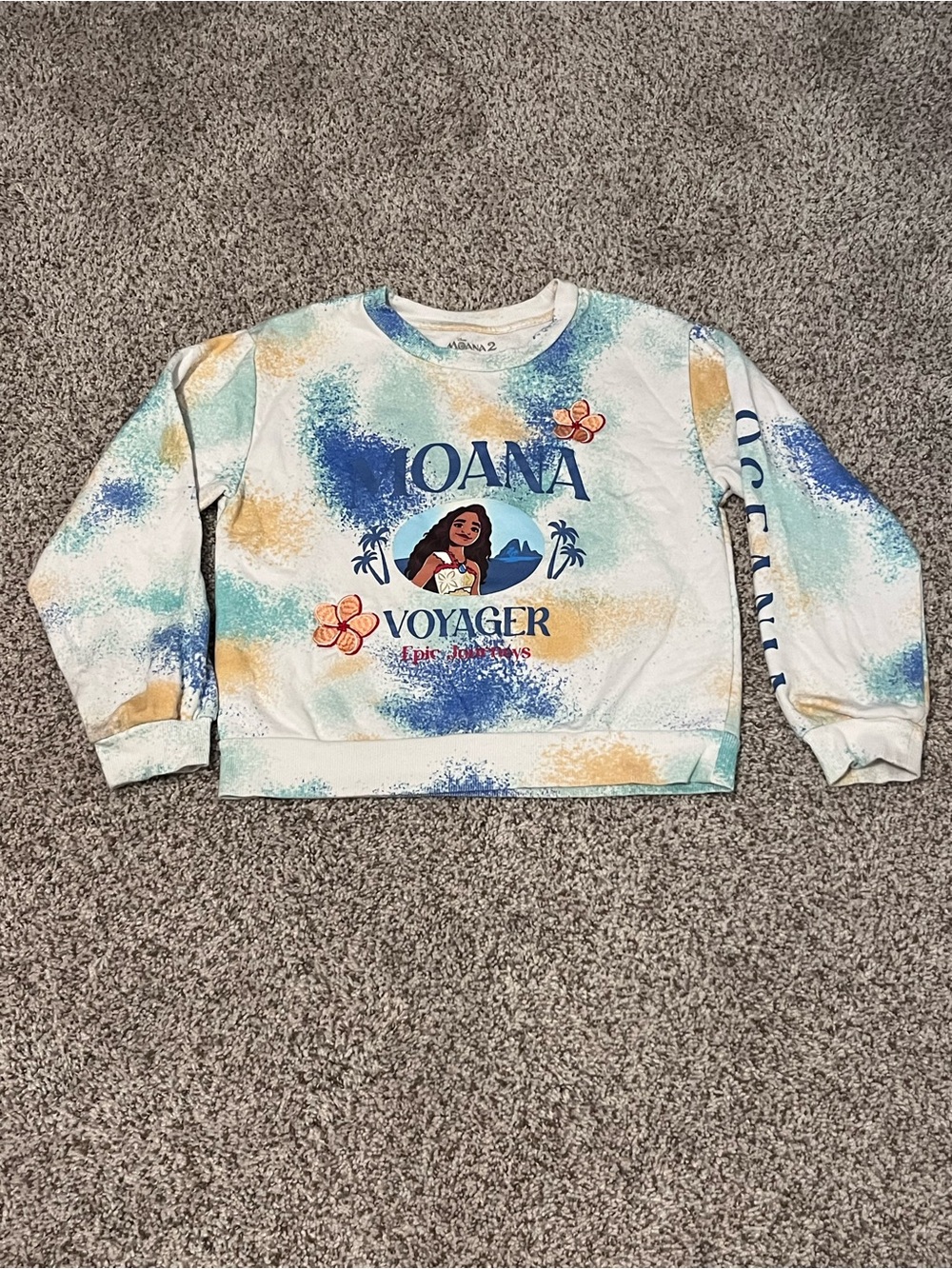 Disney Moana 2 Tie-Dye Sweatshirt - Blue, Gold, Teal